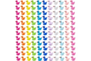 FLMRIOY 110 Pcs Mini Resin Ducks Tiny Duck Miniature Figures Bulk Little Duck Charms for Party, DIY Micro Landscape Decorations, Aquarium Ornaments (11 Colors)