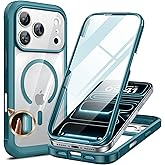 Miracase Magnetic for iPhone 17 Pro Case 6.3" [Compatible with MagSafe] Full-Body Phone Case with Built-in Glass Screen Protector & Camera Control,Drop Proof iPhone 17 Pro Cover, Green