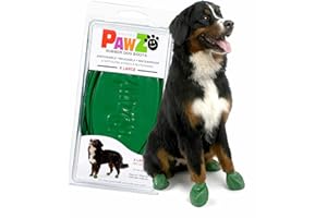 PROTEX PAWZ PawZ Rubber Dog Boots for Paws up to 5" - Dog Booties for Hot Pavement, Anti Slip Dog Socks, 12 Reusable Paws Waterproof Dog Boots, XL, Green