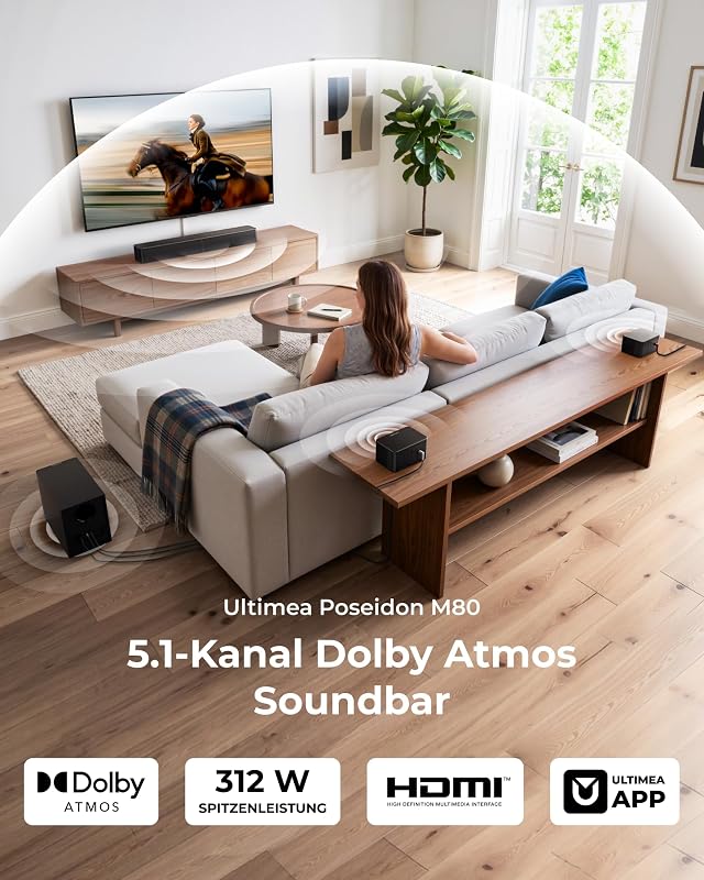 5.1 Surround-Sound-System mit Dolby Atmos, kabellosem Subwoofer