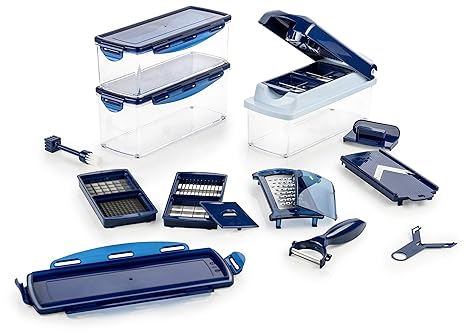 Genius Nicer Dicer Plus | 18 Teile | Obstschneider | Zwiebelschneider | Pommesschneider | Tomatenschneider | Gemüseschneider 