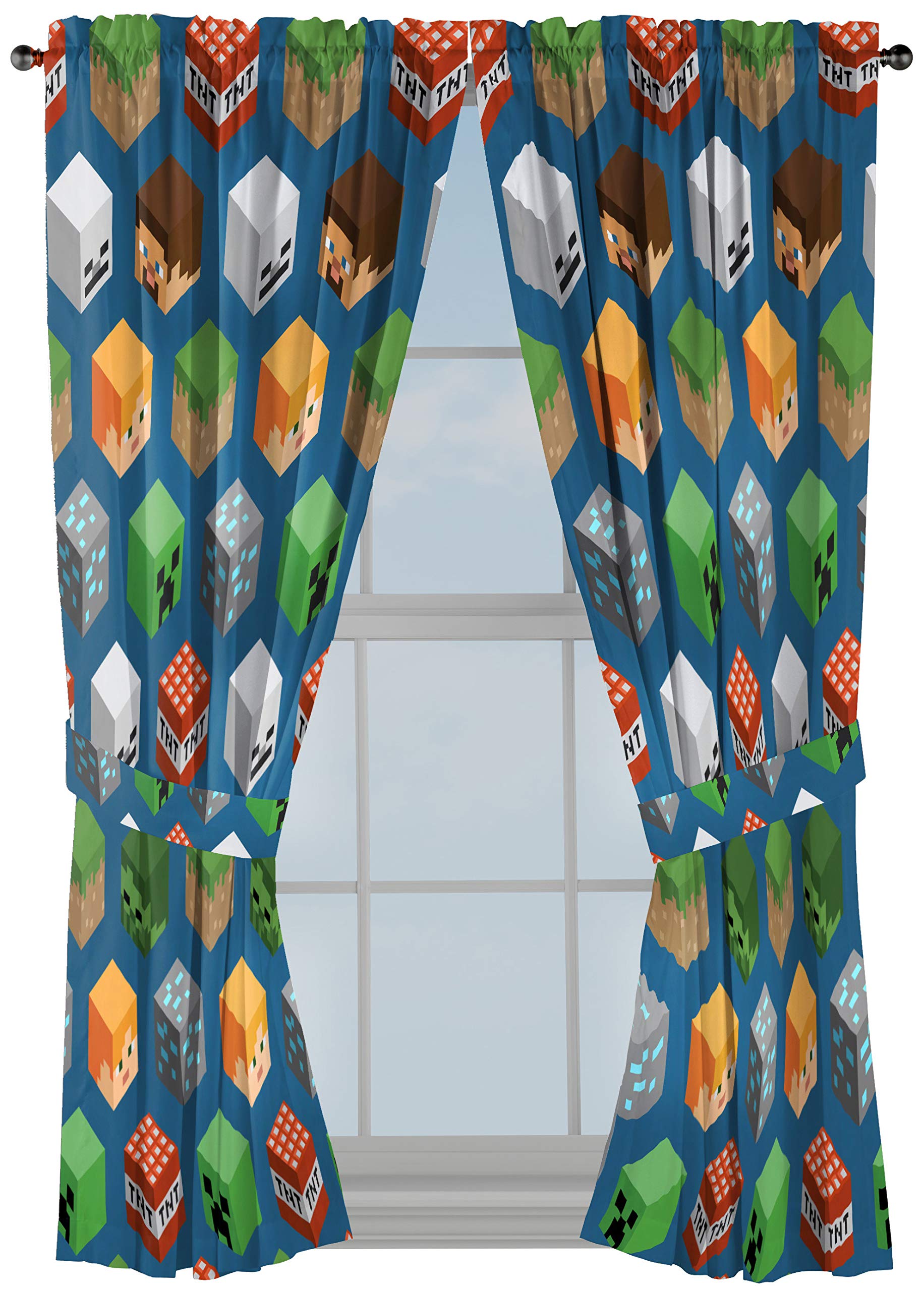 Buy Jay franco Minecraft Isometric Blue 63 in Drapes 4 Piece Set
