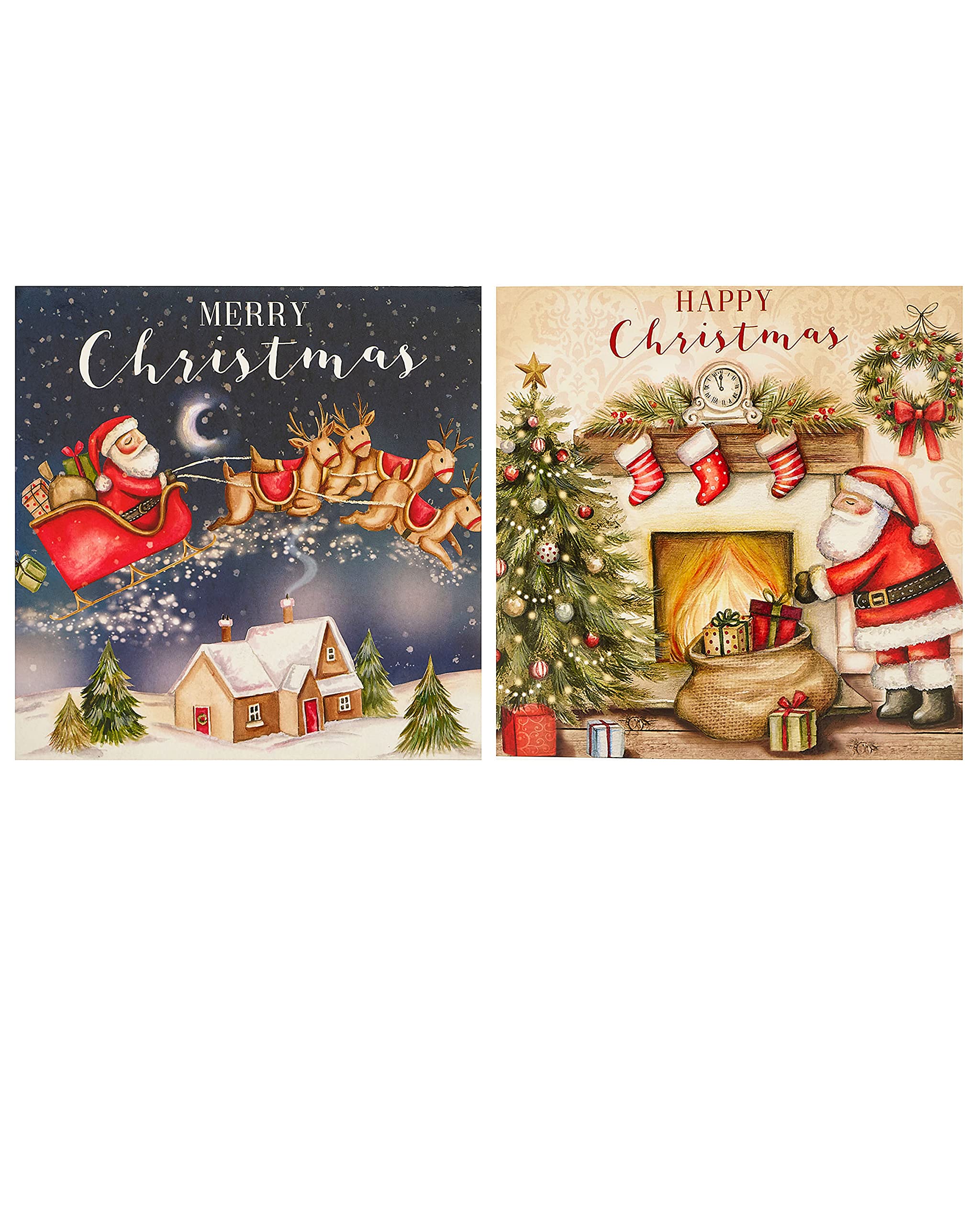 Box of 16 Santa Filling Stockings NSPCC Charity Christmas Cards In 2 Designs