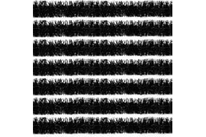 OHIYOO 100 Feet Black Tinsel Garland Christmas Foil Tinsel Garland Decoration Metallic Banner Wall Hanging Streamers for Christmas Tree Birthday Party Decorations (3.54" x 100', Black)