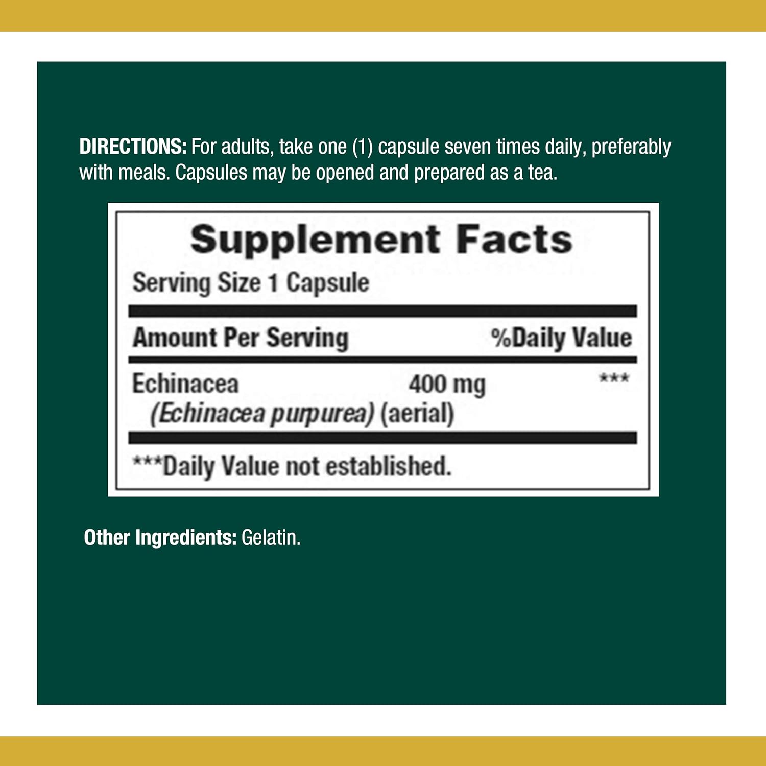 Echinacea by Nature's Bounty, Herbal Supplement, Supports Immune Health, 400mg, 100 Capsules: Health & Personal Care