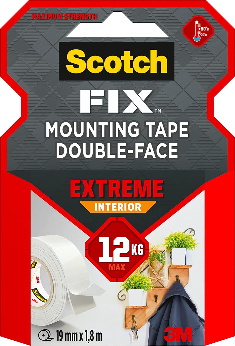 Scotch FIX Extreme Interior Mounting Tape PGS05-1918-P 19mm x 1.8m Grey