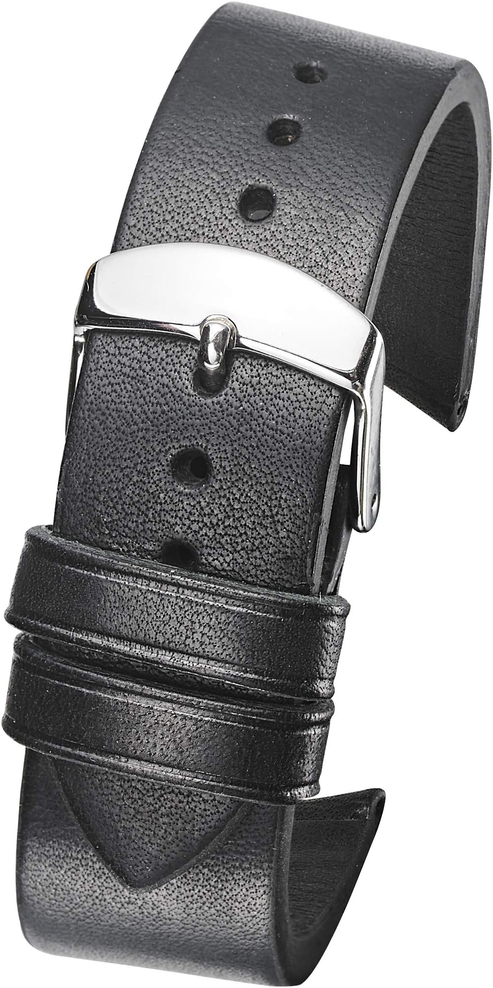 Alpine Hand Made Genuine Vintage Leather Watch Band with Curved Ends - Black, Brown, Tan - 22mm