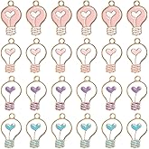 Honbay 24PCS Creative Love Heart Light Bulb Charms Enamel Alloy Incandescent Lamp Pendants Cartoon Pendant Bead Charms for Keychains Earrings Bracelets Necklaces Jewelry Making and DIY Crafts