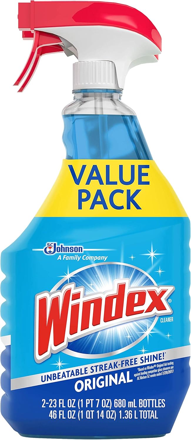 Windex Glass and Window Cleaner Spray Bottle, Original Blue, 23 fl oz - Pack of 2: Health & Personal Care