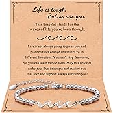 QWNHONEY Waves of Life Bracelet Inspirational Birthday Gifts for Bestie Sister 16th 18th 21st 30th 40th 50th 60th Birthday Gifts for Women