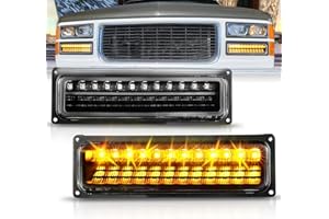 AmeriLite Black LED Parking Turn Signal Lights Bumper Lamp Set For Full Size/Blazer/Suburban : Sierra/Yukon - Passenger and Driver Side