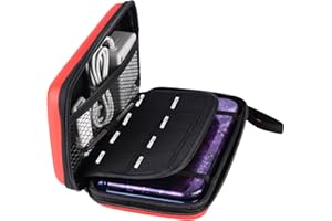 AKWOX Carrying Case Compatible with for New 2DS XL, New 3DS XL,3DS XL, Hard Travel Protective Shell for Console& Game (Red)
