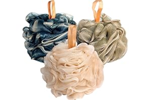 Fishent Bath Loofah Sponge, 3 Pack loofahs Exfoliating Body Scrubber, 60g Soft Mesh Pouf Shower Puffs, Loofa for Women and Men