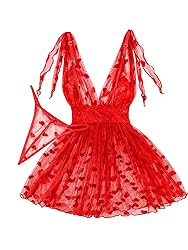 Lilosy Sexy Polka Dots Mesh Sheer Babydoll Chemise