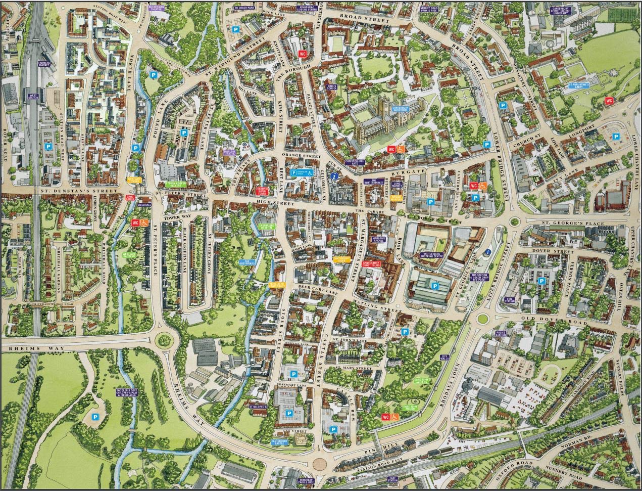 HPY Cityscapes Street Map Of Canterbury 400 Piece Jigsaw Puzzle 470mm x 320mm (hpc)