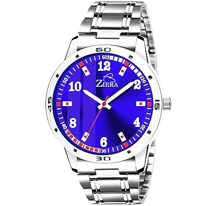 Ziera Zr944 Blue Dial Stainless Steel Chain Watch For Men And Boys