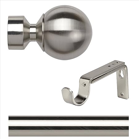 28mm Trade Packed 200cm Eyelet Curtain Pole Satin Steel No Rings