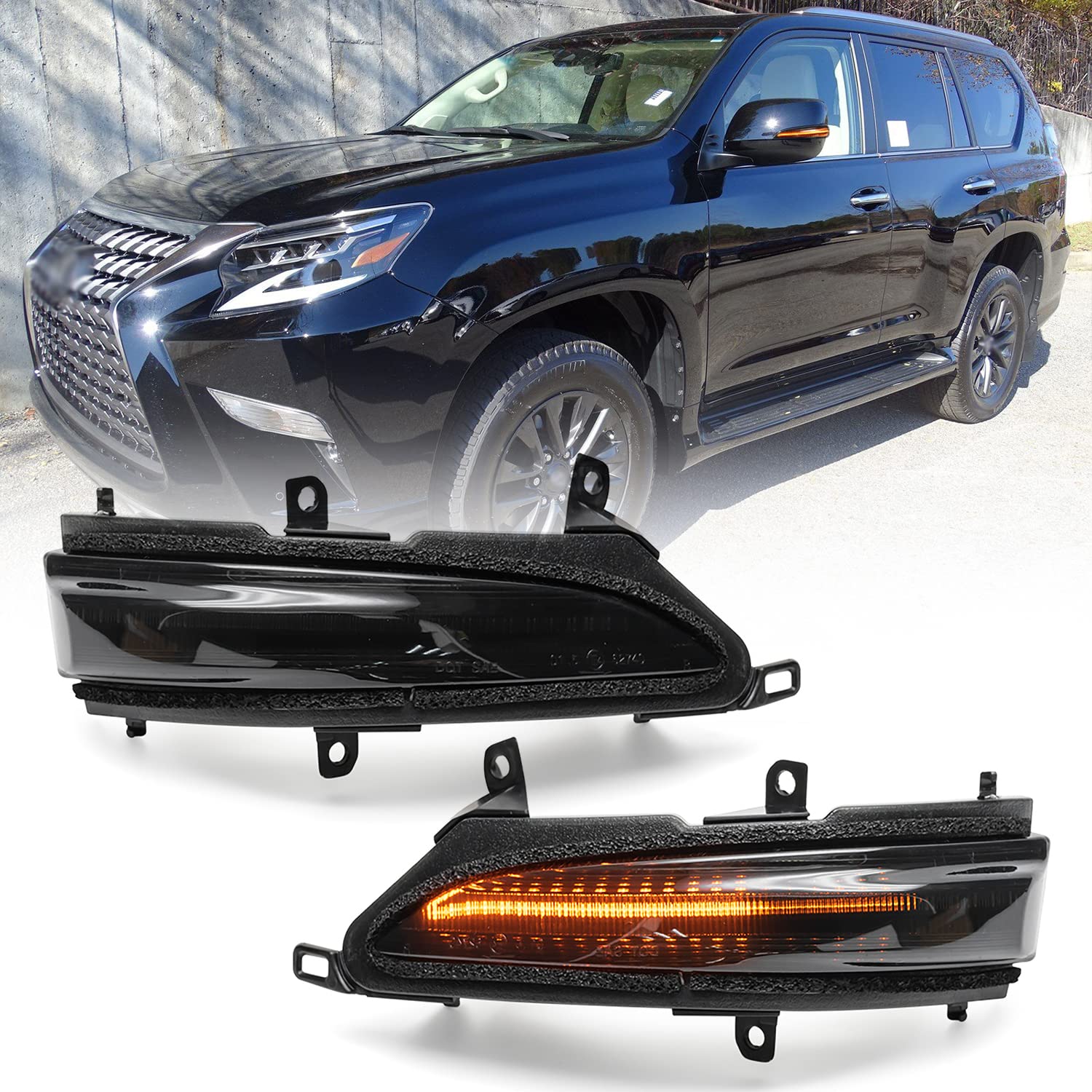 Smoked Sequential LED Side Mirror Signal Lights For Subaru WRX, Forester, Impreza - Amber Dynamic Turn Signal + White DRL By Autolightzone