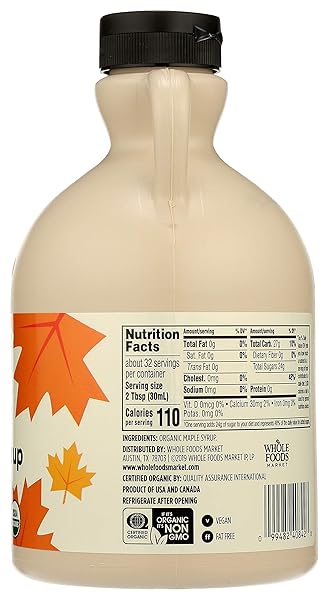 365 BY WHOLE FOODS MARKET, ORGANIC PURE 100% GRADE A MAPLE SYRUP, DARK COLOR ROBUST TASTE, 32 FL OZ