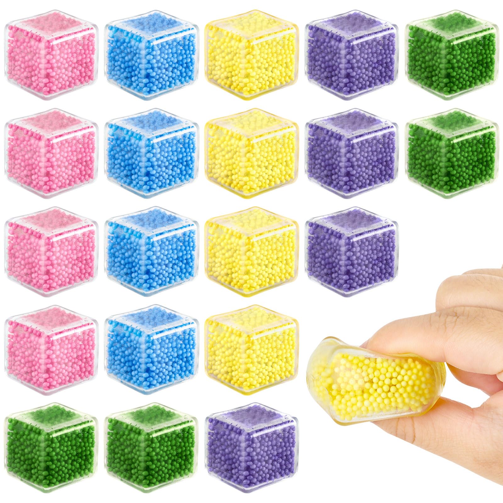 Photo 1 of 20 Pack Mini Stress Cube Filled with Foam Particles, Sensory Squishy Fidget Toys Square Squeeze Stress Balls for Kids Adults Anxiety Stress Relief, Classroom Prizes, Birthday Gifts Party Favors