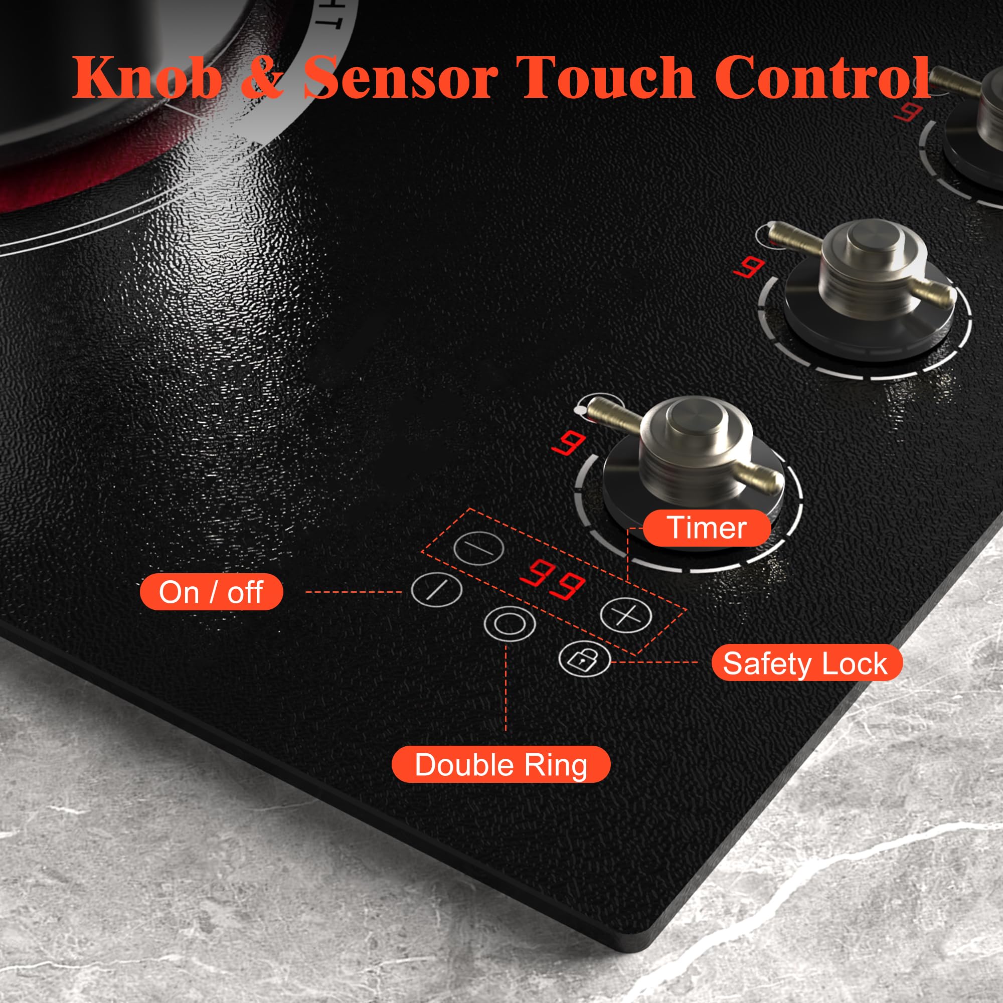 Cooksir 30 Inch Electric Cooktop - 4 Burner Built-in Glass Ceramic Stove Top 6700W, 240V Electric Cooktop Touch and Knob Control, Child Lock, Dual Ring, 99 Mins Timer, 220V Hard Wire(No Plug)