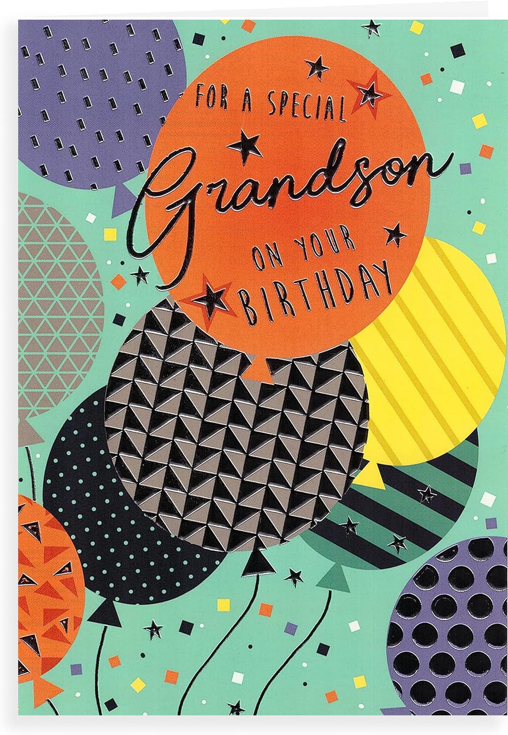 For A Special Grandson Birthday Card - Size 6" X 9"