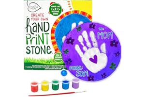 Creative Roots Handprint Stepping Stone, Includes 7-Inch Ceramic Stepping Stone & 6 Vibrant Paints, Garden Stepping Stone Kit