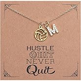 Drogomen Volleyball Necklace for Women Teens Dainty A-Z Custom Name Sports Pendant Necklace Personalized Volleyball Gifts for Team Players Coaches Fans
