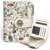 Icycay Mushroom Small Wallet Women RFID Blocking Bifold, Credit Card Holder, Zipper Coin Pocket, PU Leather, Compact, Travel, 4 ID Window, 14 Card Slots, Cash Purse, Ladies Woman Female Girls