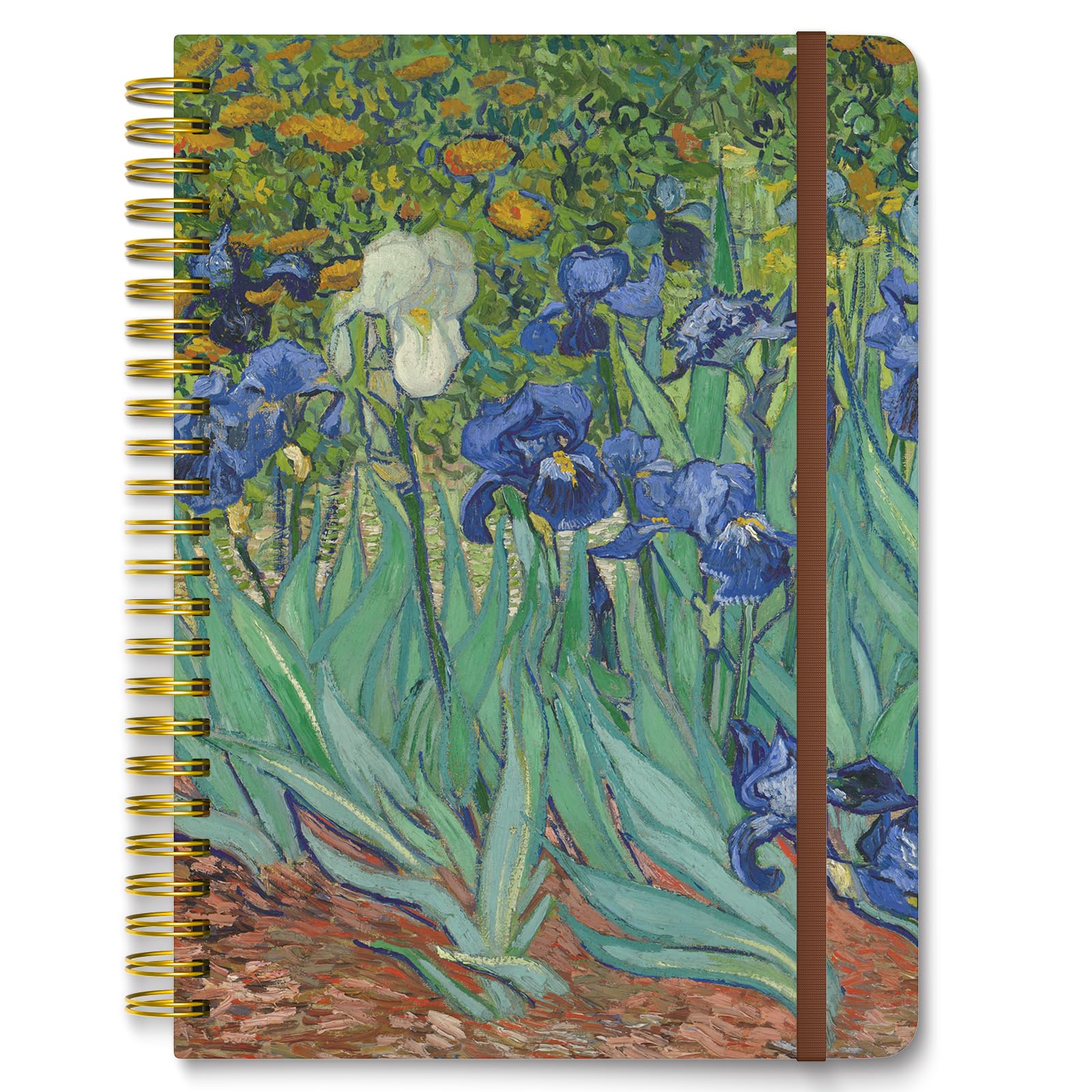 Hnogri Spiral Journal Notebook, Hardcover Lined Journal for Women, Medium 6 x 8.4 in, 160 Pages Thick Paper, Cute A5 College Ruled Notebooks for Journaling Writing Work Office School, Iris