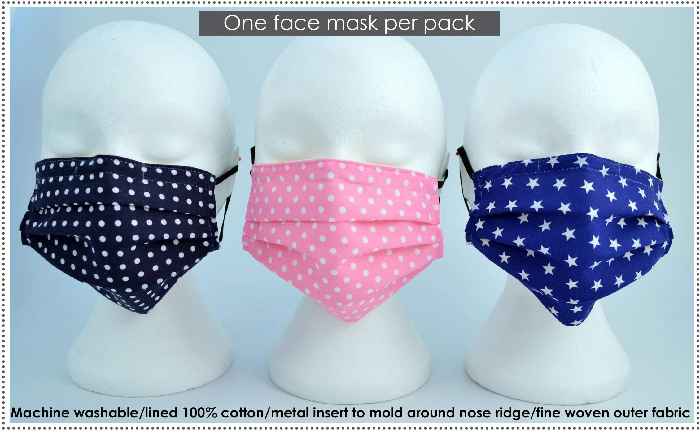 Vagabond Bags Ltd Pink White Spot Face Mouth Mask, Reusable, Washable