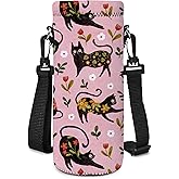 RICHEN Neoprene Water Bottle Carrier Bag with Adjustable Shoulder Strap,Insulated Water Bottle Cover for Stainless Steel/Glass/Plastic Bottles