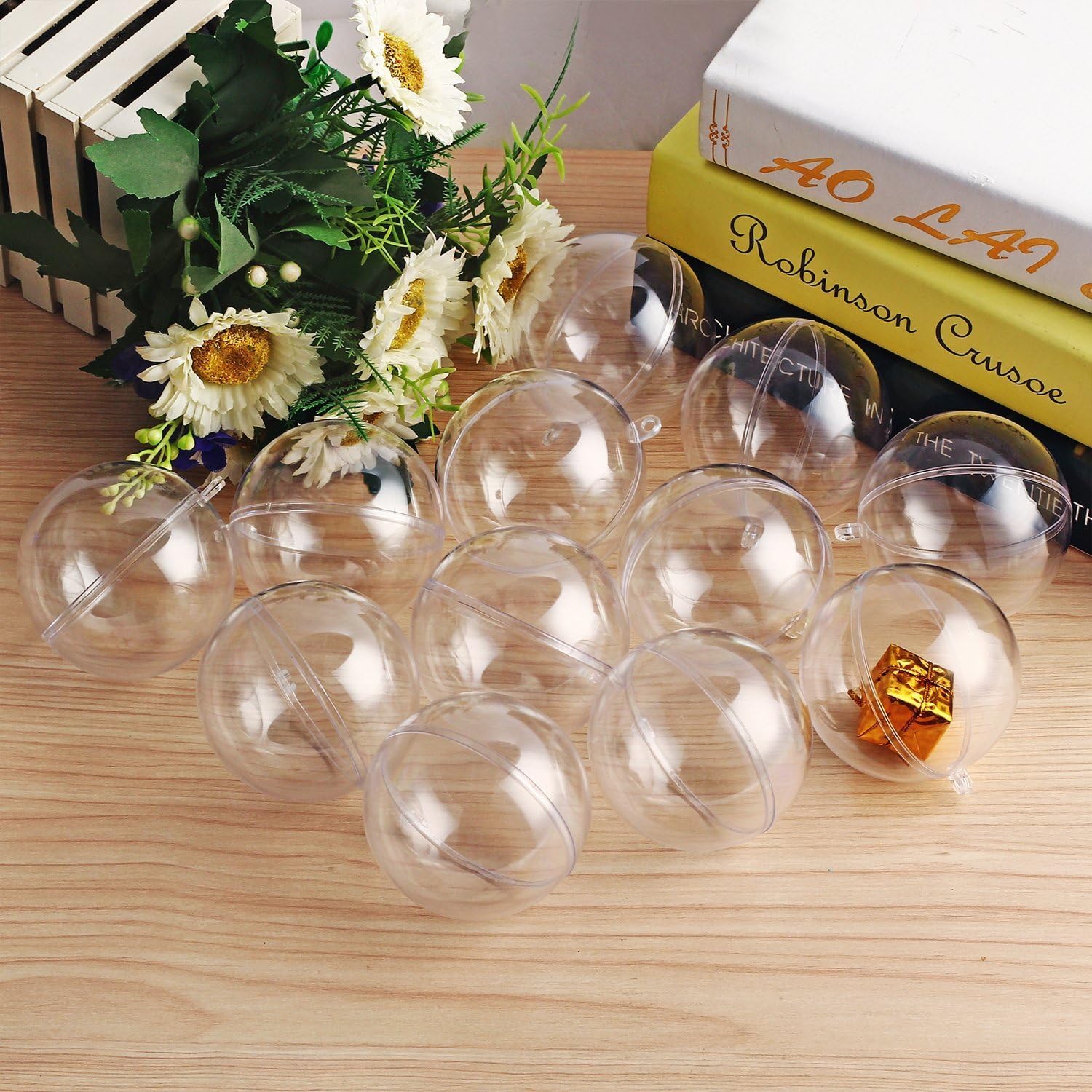 DESHIR 12PCS Christmas Baubles Xmas Plastic Ball Tree Hang Ornament Holiday Ornament Christmas Tree Home Decoration (100mm)