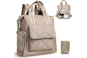 Omanmoli Diaper Bag Backpack Quilted Baby Diaper Bag Lunch Backpack Working Moms with 11 Pouches,Large Insulated Cooler Compa