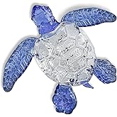 HDCRYSTALGIFTS Handmade Crystal Sea Turtle Figurine Collectible Gift for Women Art Glass Turtle Sea Animals Paperweight Ornament Home Decor,Glass Tortoise Sculpture (5 inch,Blue)
