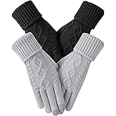 Tavaleu Womens Winter Gloves - Gloves for Women Cold Weather, Warm Touch Screen Fleece Lined Glove, Elastic Cuff Knit Glove