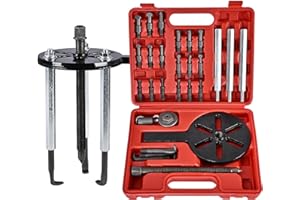 DKwoeshg Bearing Puller Kit, Inner Hole 3-Jaw Puller with Curved Hook and Steel Collet Multi-Function Bearing Removal Tool