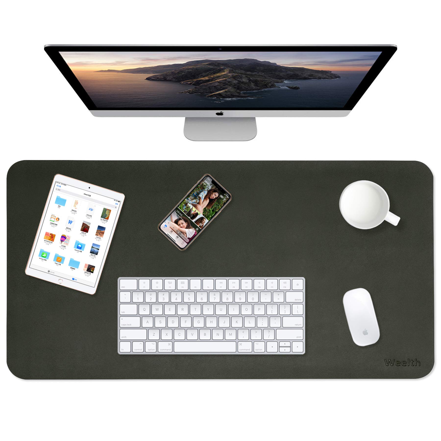 Weelth Multifunctional Waterproof PU Leather Desk Pad Double Sided Desk Pad for Office/Home