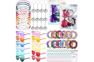 Geiserailie 60 Pcs Kpop Party Favors Friendship Popular Singer Party Favors Bracelets Disco Keychain Sunglasses Holographic Scrunchie Set Bags 12/24 Set Friendship Gifts for Kpop Fans Women