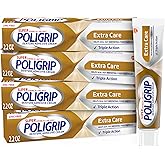 Super Poligrip Extra Care Denture Adhesive Cream, Zinc Free Denture Cream - 2.2 Ounce (Pack of 4)