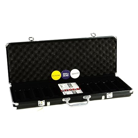 Nexos Pokerkoffer Black schwarz 500 Poker Chips Poker Set Pokerkarten Button Zubehör