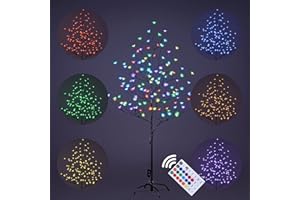 Lightshare Cherry Blossom Lighted Tree 5 Feet, RGB with Remote Control, 16 Color-Changing Modes