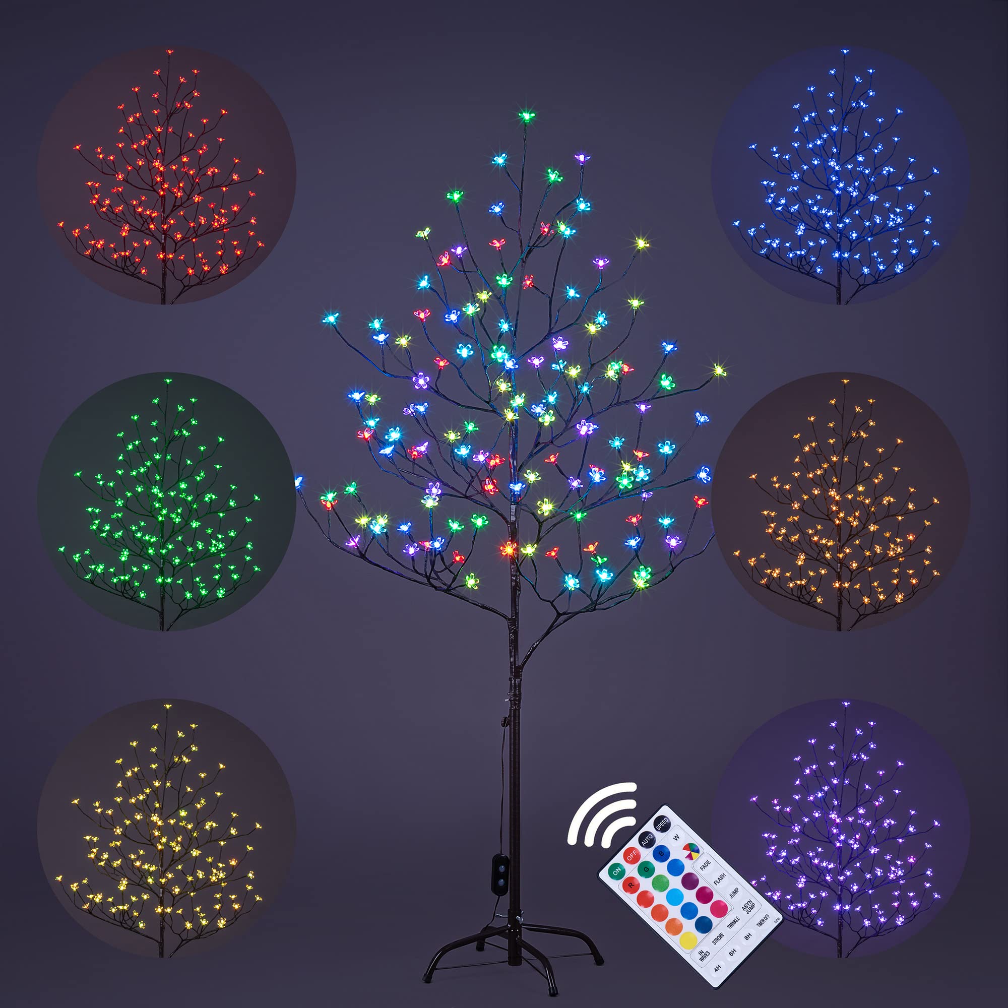 Lightshare Cherry Blossom Lighted Tree 5 Feet, RGB