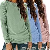 SUNBS 3-Pack Everyday Basic Tees for Women, Loose Long Sleeve Tops for Fall, Work to Weekend Shirts for Workout & Casual