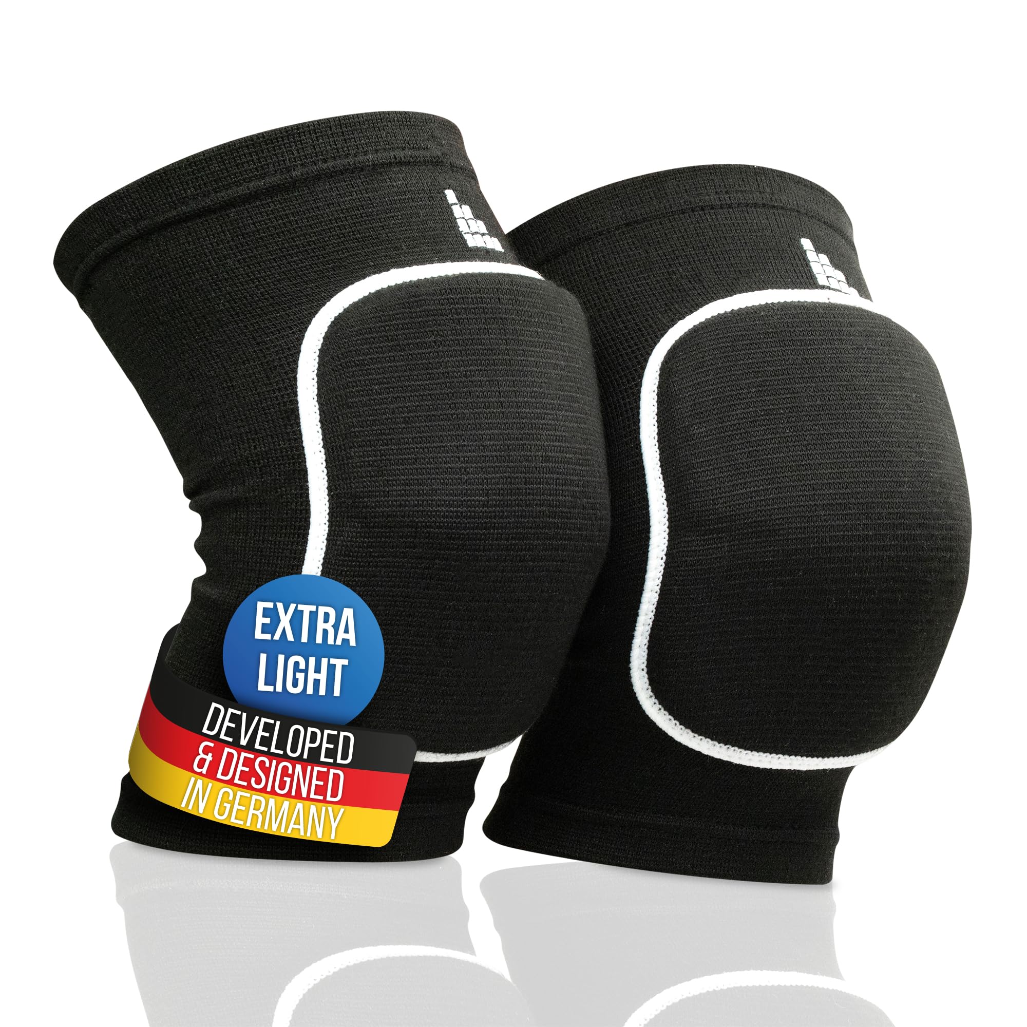 LAUTER SCHUTZ® Premium knee pads made of breathable fabric with kneecap pads for volleyball, handball, dancing, mountain biking & more (Ultralight, Black, S)