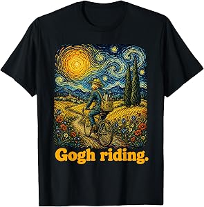 Gogh Riding Funny Cycling Van Gogh Art Bike Graphic Design T-Shirt