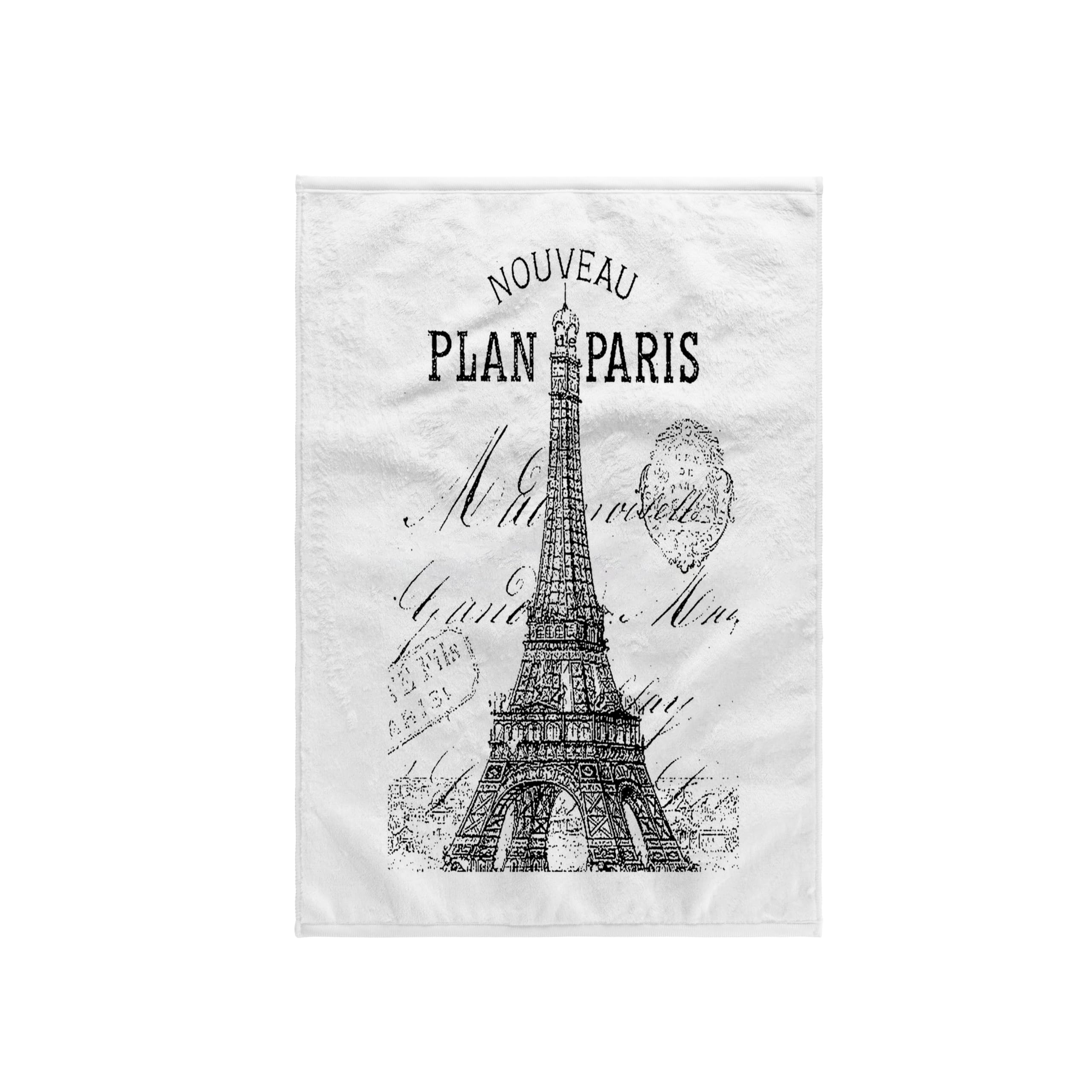 3dRose "Nouveau Paris Vintage Eiffel Tower Towel, White, 15 x 22-Inch