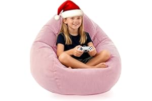 LPMOERA Bean Bag Chair Memory Foam Bean Bag Chairs for Kids/Teens with Filling Round Kids Bean Bag Chair for Living Room Bedroom College Dorm Reading Chair Pink