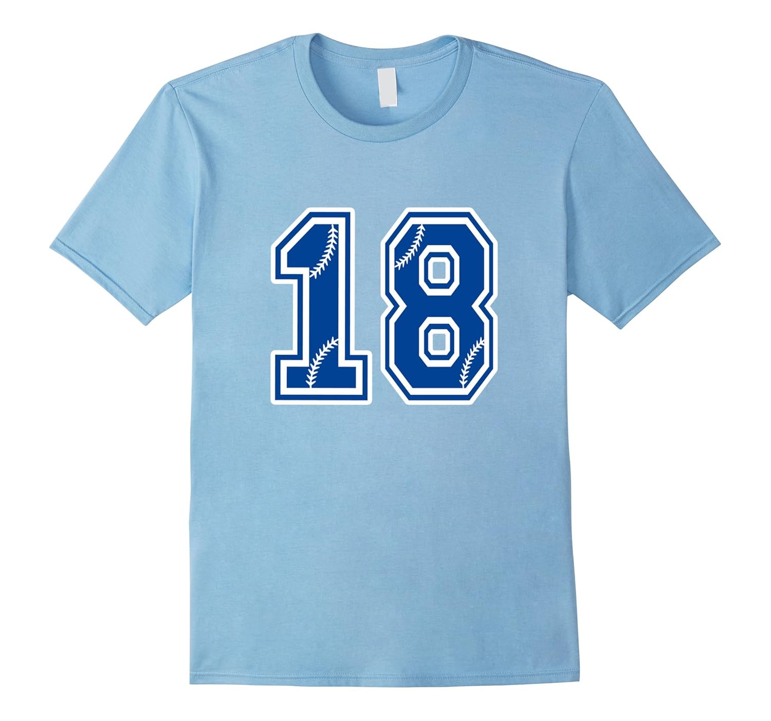 Baseball Softball Number 18 T Shirt Blue Number-ANZ