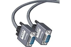 Ruaeoda VGA to VGA Cable 6 ft, Nylon Braided 15 pin 1080P Full HD Computer Monitor Cable Male to Male VGACord for PC Laptop T